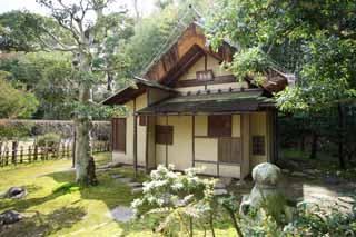 fotografia, material, livra, ajardine, imagine, proveja fotografia,Koraku-en Garden que santurio de ch dedicou ao fundador de uma seita religiosa, quarto de ch-cerimnia, Cerimnia de ch, Rikyu Senno, Japons cultiva