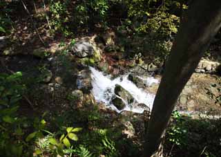 Foto, materiell, befreit, Landschaft, Bild, hat Foto auf Lager,Koraku-en Garden-Bach, Wasserfall, Das Murmeln, Wald, Fluss