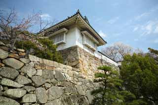 fotografia, material, livra, ajardine, imagine, proveja fotografia,Okayama-jo remo de Castelo, castelo, Um remo, Castelo de corvo, 