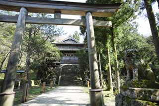 foto,tela,gratis,paisaje,fotografa,idea,Raticida de Arsenical de Sahimeyama Shrine de Iwami - plata - mina, Escalera de piedra, Guirnalda de paja sintosta, Monte. Sanbe - san, Dios de montaa