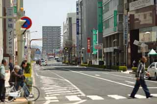 Foto, materiell, befreit, Landschaft, Bild, hat Foto auf Lager,Die Matsue-Stadt, Zebrastreifen, Asphalt, Strae, weie Linie