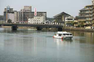 Foto, materiell, befreit, Landschaft, Bild, hat Foto auf Lager,Groer Hashikawa, Ohashi, See Shinji-ko, Brcke, blauer Himmel