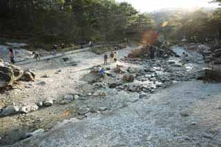 foto,tela,gratis,paisaje,fotografa,idea,Un riverbank del occidente de fuente termal de Kusatsu, Roca, Fuente termal, Azufre, Servicio Buddhist para nios abortados