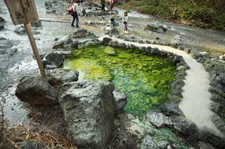 Foto, materiell, befreit, Landschaft, Bild, hat Foto auf Lager,Der Teich vom Kusatsu heies Frhlingsglck, Stein, heier Frhling, Schwefel, Heies Wasser