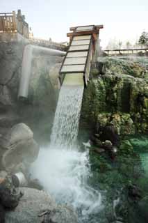 Foto, materiell, befreit, Landschaft, Bild, hat Foto auf Lager,Kusatsu heier Frhling heies Wasserfeld, Stein, heier Frhling, Schwefel, Heies Wasser