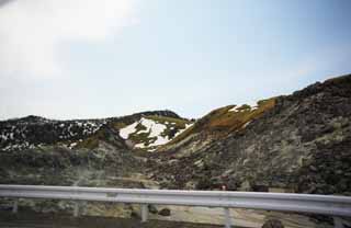 photo,material,free,landscape,picture,stock photo,Creative Commons,Kusatsu Mt. Shirane Hell Valley, rock, blue sky, high mountain, Hydrogen sulfide