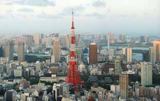 Foto, materiell, befreit, Landschaft, Bild, hat Foto auf Lager,Tokyo ganze Sicht, Tokyo-Turm, Hochhaus, Tokyo-Bucht, Das Stadtzentrumsgebiet