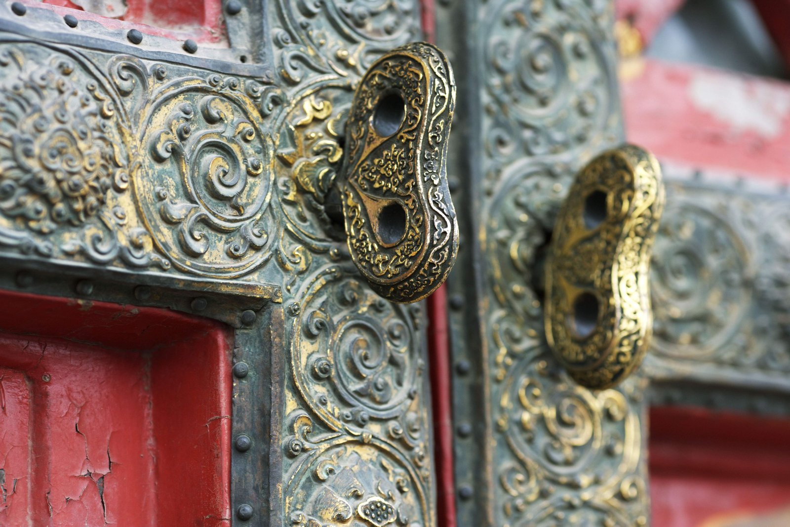 写真,素材,無料,フリー,フォト,クリエイティブ・コモンズ,風景,壁紙,故宮の金具の模様, 唐草模様, 青銅, 文様, 世界遺産