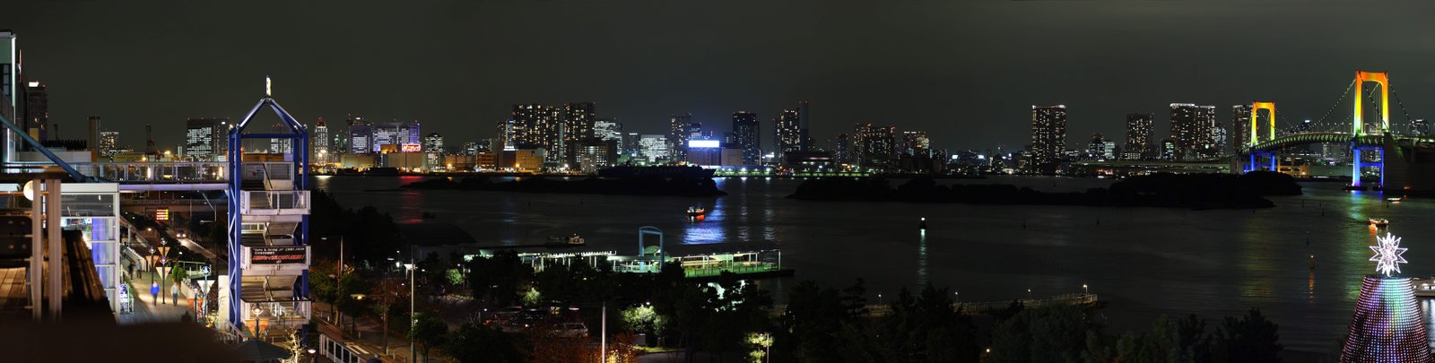 写真,素材,無料,フリー,フォト,クリエイティブ・コモンズ,風景,壁紙,お台場の夜景, 橋, 宝石, デートコース, 臨海副都心
