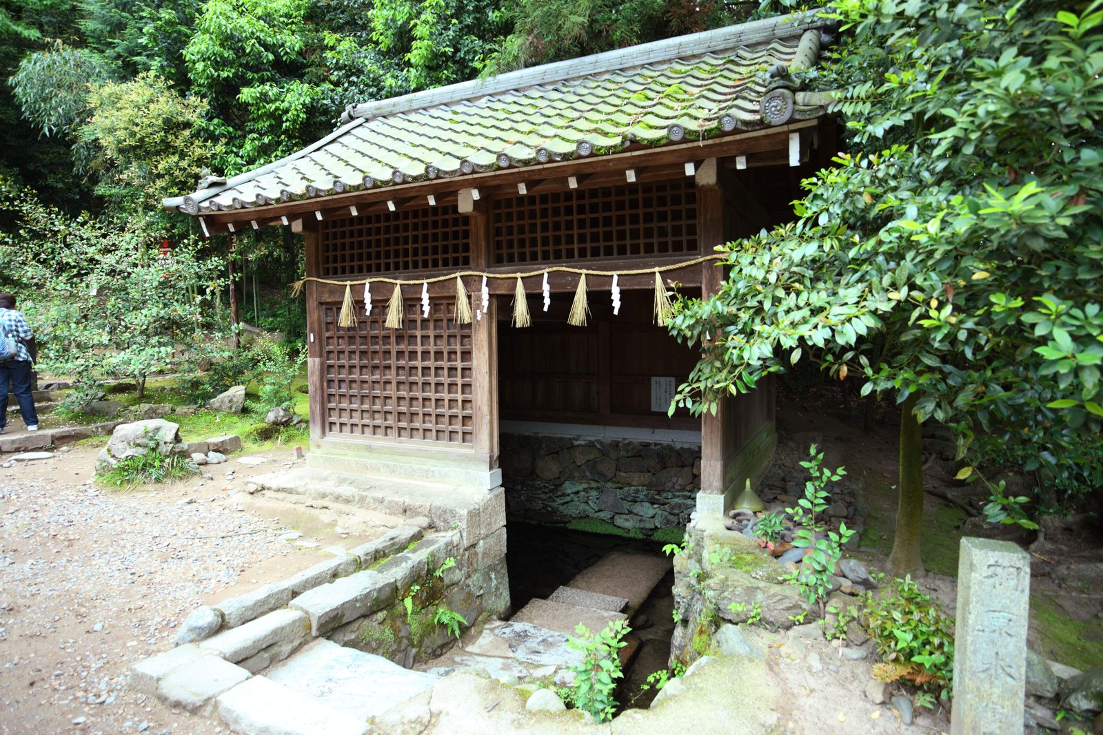 写真,素材,無料,フリー,フォト,クリエイティブ・コモンズ,風景,壁紙,宇治上神社 桐原水, 名水, 水汲み場, しめ縄, 神道