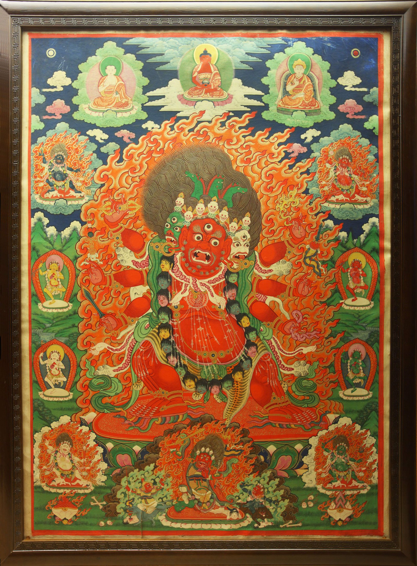 写真,素材,無料,フリー,フォト,クリエイティブ・コモンズ,風景,壁紙,仏教絵画, 鬼, 炎, 首, 恐怖