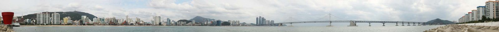 photo,material,free,landscape,picture,stock photo,Creative Commons,Pusan Guangan village whole view, Guangan Ohashi, sandy beach, building, The sea