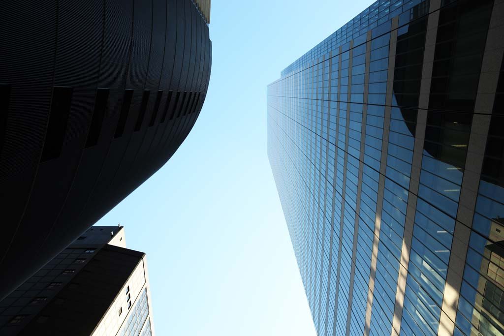 photo,material,free,landscape,picture,stock photo,Creative Commons,The Nagoya station square, high-rise building, Glass, I look up, city