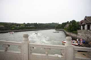 Foto, materieel, vrij, landschap, schilderstuk, bevoorraden foto,Horai Mizuki ankerplaats, Stenig bruggen, Water dwingt, Kasteel, Bezoekende touristenplaats stip