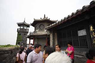 Foto, materieel, vrij, landschap, schilderstuk, bevoorraden foto,Penglai Bedeken met tenten, Fata morgana, Verheven gebouw, Chinees etenswaar, Bezoekende touristenplaats stip