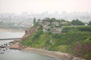 Foto, materieel, vrij, landschap, schilderstuk, bevoorraden foto,Penglai Bedeken met tenten, Fata morgana, Verheven gebouw, Chinees etenswaar, Bezoekende touristenplaats stip