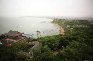 Foto, materieel, vrij, landschap, schilderstuk, bevoorraden foto,Penglai Bedeken met tenten, Fata morgana, Verheven gebouw, Chinees etenswaar, Bezoekende touristenplaats stip