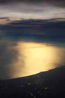 photo,material,free,landscape,picture,stock photo,Creative Commons,Sagami gulf, The shore, river, cloud, aerial photograph