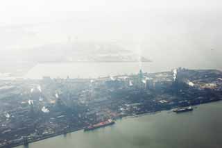 fotografia, materiale, libero il panorama, dipinga, fotografia di scorta,Lavori in ferro, Baia di Tokio, Industria, pianta, nave