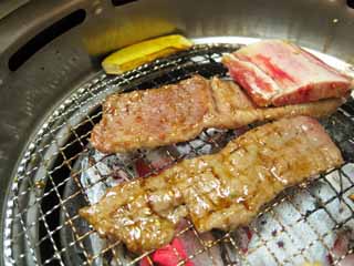 Foto, materiell, befreit, Landschaft, Bild, hat Foto auf Lager,Calbee mit dem Knochen, Gebratenes Fleisch, Rindfleisch, Kohlenfeuerware, Koreanisches Essen