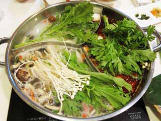 photo,material,free,landscape,picture,stock photo,Creative Commons,A fire pan, Chinese food, garland chrysanthemum, velvet shank, mushroom