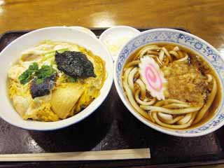 photo,material,free,landscape,picture,stock photo,Creative Commons,Raccoon dog udon and a bowl of rice topped with chicken and eggs, Cooking, Food, , 