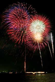 fotografia, materiale, libero il panorama, dipinga, fotografia di scorta,Baia di Tokio il grande fuochi artificiali, fuoco d'artificio, notte, lancio, uno-piede palla di fuoco d'artificio