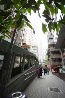 Foto, materieel, vrij, landschap, schilderstuk, bevoorraden foto,Volgens Hong Kong, Een roltrap, Signboard, Gebouw, Helling