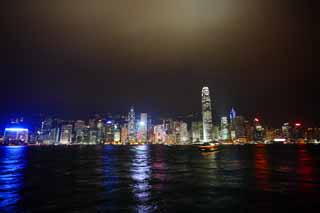 fotografia, materiale, libero il panorama, dipinga, fotografia di scorta,La vista serale di Hong Kong, grattacielo, costruendo, Neon, vista serale