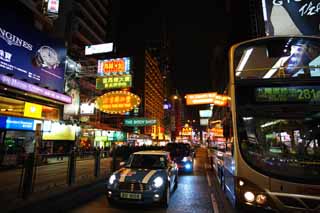 Foto, materieel, vrij, landschap, schilderstuk, bevoorraden foto,Avond Hong Kong, Neon, Opkomst, Winkel, Signboard