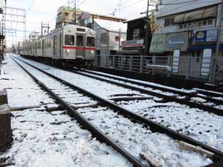 photo,material,free,landscape,picture,stock photo,Creative Commons,A snowy track, railroad, train, , 