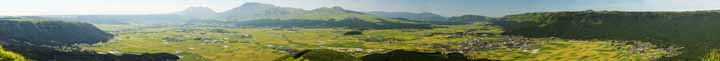 fotografia, materiale, libero il panorama, dipinga, fotografia di scorta,Aso vista intera, campo di riso, vulcano, Un vulcano attivo, Mt. Aso