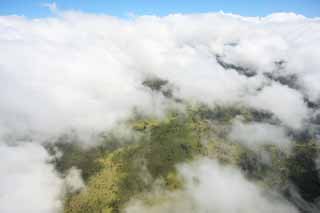 Foto, materieel, vrij, landschap, schilderstuk, bevoorraden foto,Hawaii Eiland luchtfotografie, Wolk, Woud, Grassig duidelijk, Luchthaven