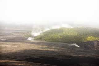 Foto, materieel, vrij, landschap, schilderstuk, bevoorraden foto,Hawaii Eiland luchtfotografie, Lava, De krater, Krak in ht gemaald, Bosbrand