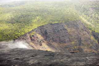 Foto, materiell, befreit, Landschaft, Bild, hat Foto auf Lager,Hawaii-Insel therische Fotografie, Lava, Der Krater, Riss im Boden, forsten Sie Feuer