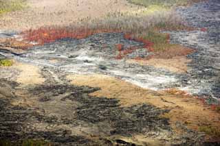 photo,material,free,landscape,picture,stock photo,Creative Commons,Hawaii Island aerial photography, Lava, The crater, crack in the ground, forest fire