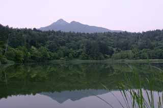 Foto, materiell, befreit, Landschaft, Bild, hat Foto auf Lager,Morgen-Himenuma-Teich, Wasseroberflche, Berg, Himmel, HimenumPond