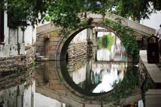 fotografia, materiale, libero il panorama, dipinga, fotografia di scorta,Zhouzhuang Hiroshikei Bridge, , , , 