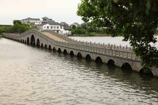 Foto, materieel, vrij, landschap, schilderstuk, bevoorraden foto,Zhouzhuang alle Fu brug, , , , 