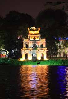 Foto, materieel, vrij, landschap, schilderstuk, bevoorraden foto,Toren van het Hoan Kiem Lake turtle, , , , 