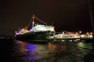 foto,tela,gratis,paisaje,fotografa,idea,El puerto de Yokohama en la noche, , , , 