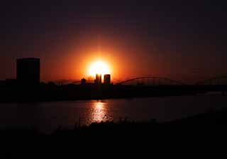 photo,material,free,landscape,picture,stock photo,Creative Commons,The Tamagawa dusk, , , , 