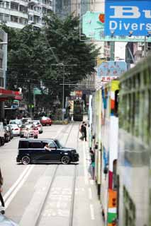 Foto, materieel, vrij, landschap, schilderstuk, bevoorraden foto,Hong Kong Tram, , , , 