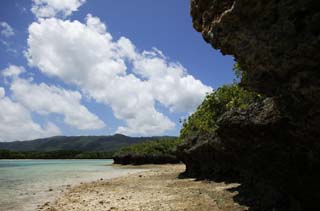 fotografia, materiale, libero il panorama, dipinga, fotografia di scorta,Golfo di Kawahira di marea di declino, Il mare, cielo blu, nube, pietra