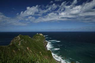 photo,material,free,landscape,picture,stock photo,Creative Commons,Power of God Promontory, Power of God Promontory, lighthouse, The Seof Japan, wave