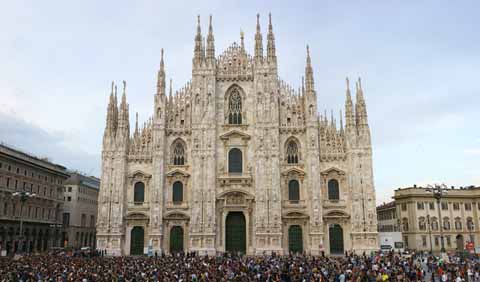 Foto, materieel, vrij, landschap, schilderstuk, bevoorraden foto,Met uitzicht op de Duomo van Milaan, , , , 