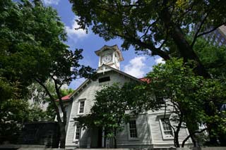 foto,tela,gratis,paisaje,fotografa,idea,Torre de reloj de Sapporo, Torre de reloj, Reloj, Sitio de turismo, Sapporo