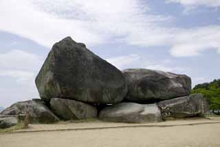 fotografia, materiale, libero il panorama, dipinga, fotografia di scorta,Un tumulo di sepoltura di Ishibutai antico, Resti, vecchio tumulo di sepoltura, Asuka, pietra enorme