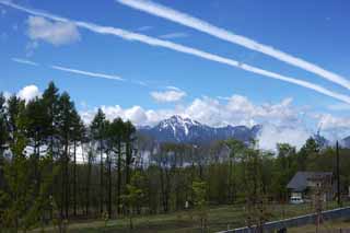 foto,tela,gratis,paisaje,fotografa,idea,Yatsugatake de principios de verano, Yatsugatake, Las montaas cubiertas de nieve, Perodo de estancamiento, El terreno de chalet