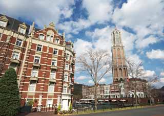 Foto, materiell, befreit, Landschaft, Bild, hat Foto auf Lager,Landschaft von Huis zehn Bosch, Wolke, blauer Himmel, Turm, Hotel